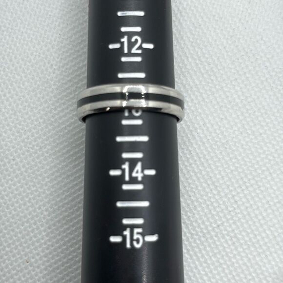 Brand New!! Size 13 Titanium steel couple ring with black enamel inlay - Picture 2 of 2